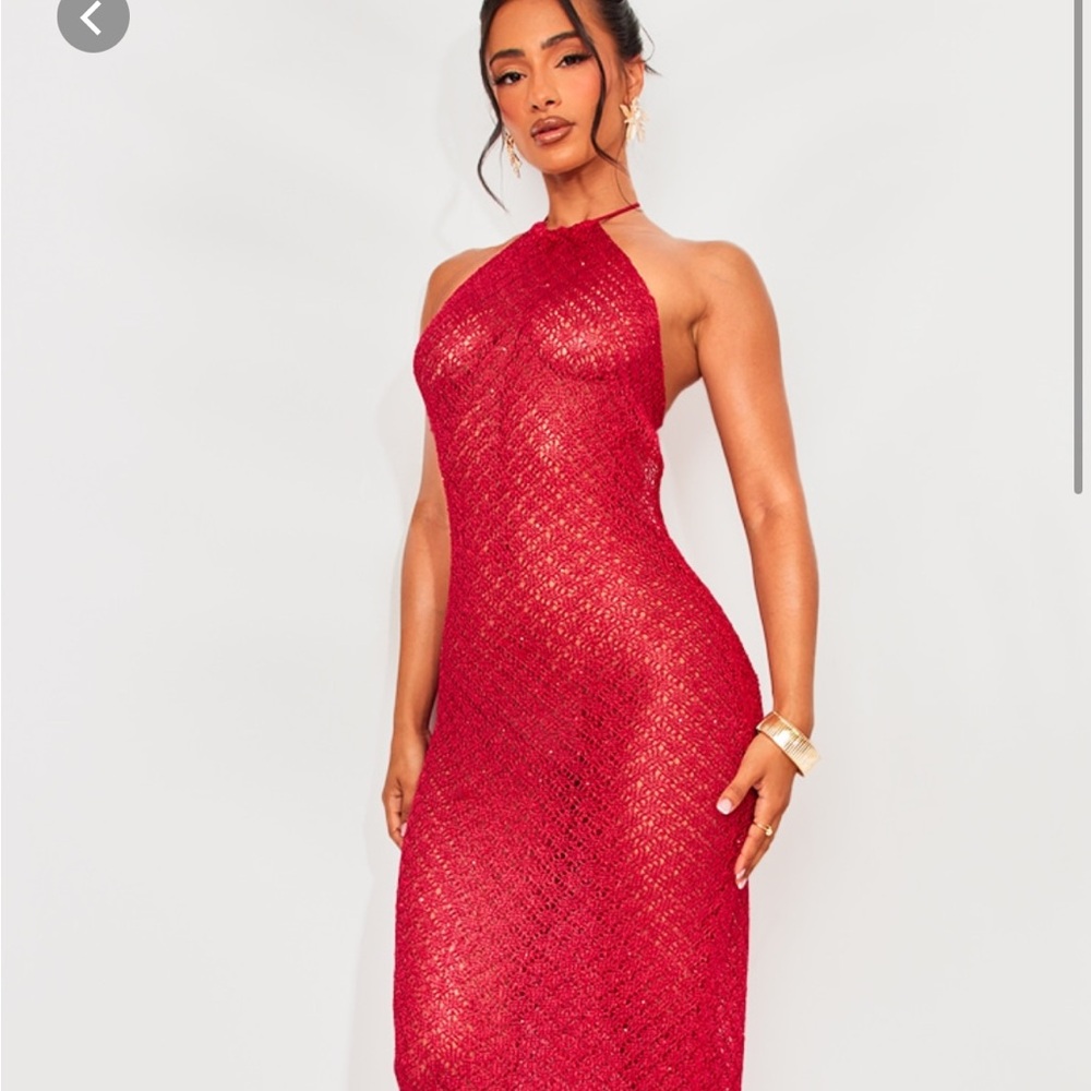 Knitted Multi Sequin Open Back Maxi Dress